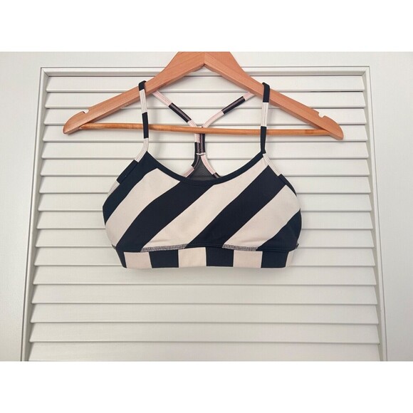 Lululemon Flow Y Bra IV White Black Pink Mesh Size 4 - Picture 1 of 4